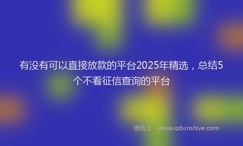有没有可以直接放款的平台2025年精选，总结5个不看征信查询的平台