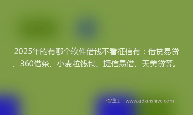 2025年的有哪个软件借钱不看征信有：借贷易贷、360借条、小麦粒钱包、捷信易借、天美贷等。