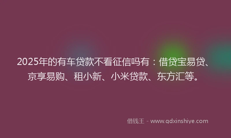 2025年的有车贷款不看征信吗有：借贷宝易贷、京享易购、租小新、小米贷款、东方汇等。