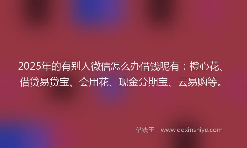 2025年的有别人微信怎么办借钱呢有：橙心花、借贷易贷宝、会用花、现金分期宝、云易购等。