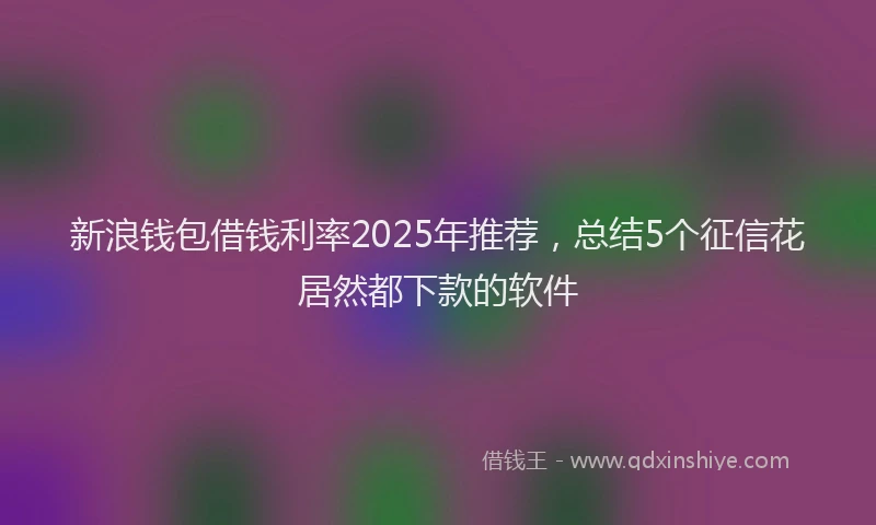 新浪钱包借钱利率2025年推荐，总结5个征信花居然都下款的软件