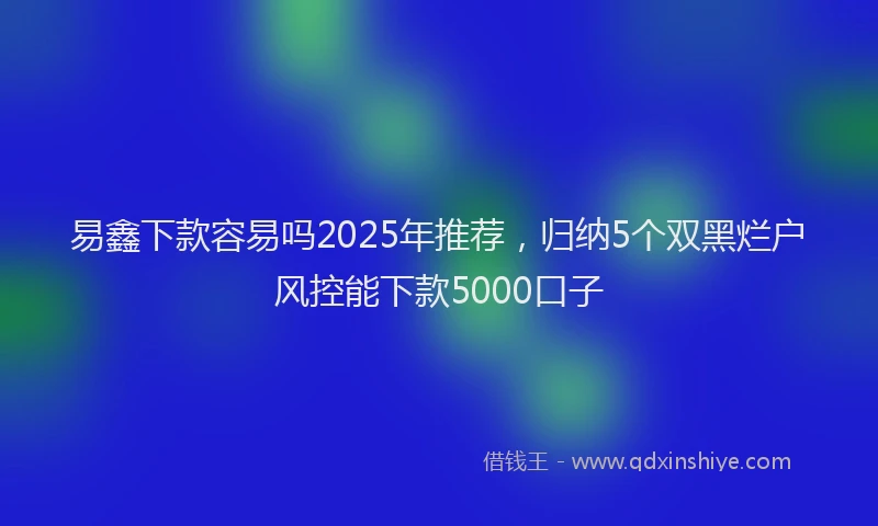 易鑫下款容易吗2025年推荐，归纳5个双黑烂户风控能下款5000口子