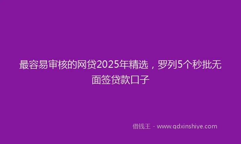 最容易审核的网贷2025年精选，罗列5个秒批无面签贷款口子
