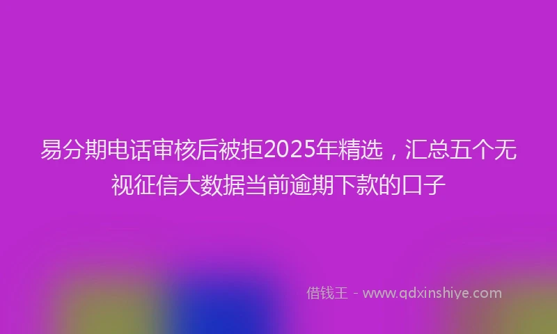 易分期电话审核后被拒2025年精选，汇总五个无视征信大数据当前逾期下款的口子