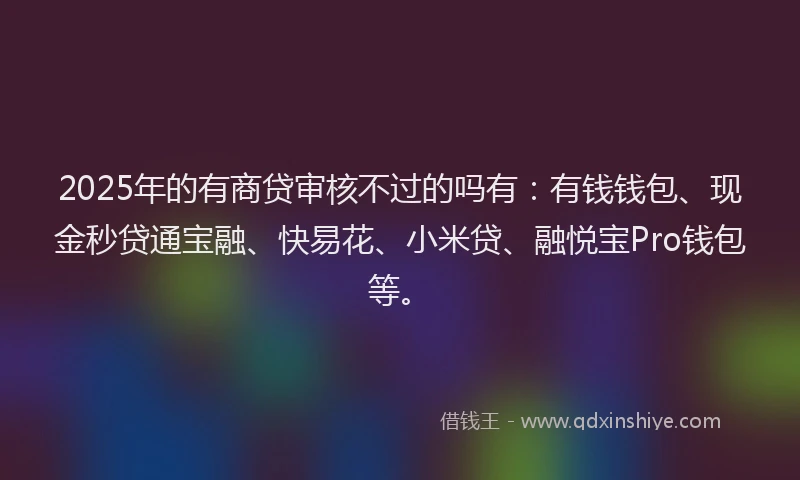 2025年的有商贷审核不过的吗有：有钱钱包、现金秒贷通宝融、快易花、小米贷、融悦宝Pro钱包等。