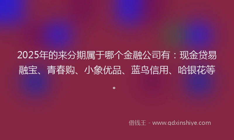 2025年的来分期属于哪个金融公司有：现金贷易融宝、青春购、小象优品、蓝鸟信用、哈银花等。