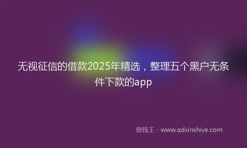 无视征信的借款2025年精选，整理五个黑户无条件下款的app