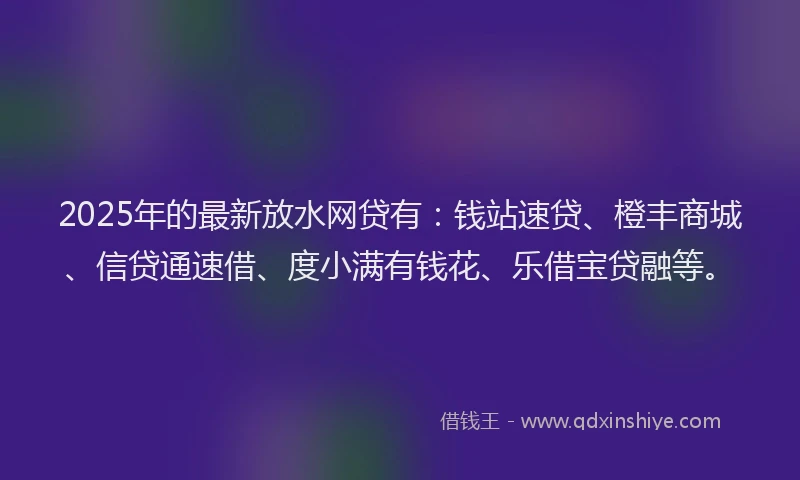 2025年的最新放水网贷有：钱站速贷、橙丰商城、信贷通速借、度小满有钱花、乐借宝贷融等。