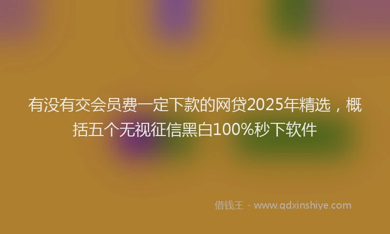 有没有交会员费一定下款的网贷2025年精选，概括五个无视征信黑白100%秒下软件