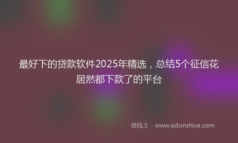 最好下的贷款软件2025年精选，总结5个征信花居然都下款了的平台