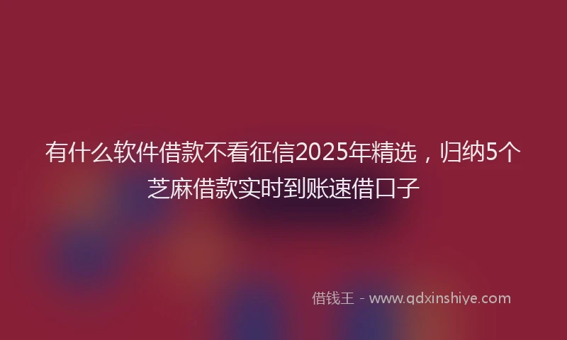 有什么软件借款不看征信2025年精选，归纳5个芝麻借款实时到账速借口子