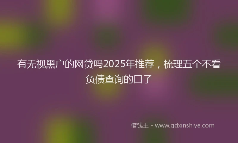 有无视黑户的网贷吗2025年推荐，梳理五个不看负债查询的口子