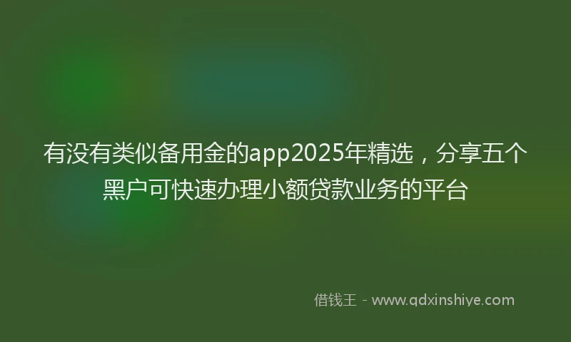 有没有类似备用金的app2025年精选，分享五个黑户可快速办理小额贷款业务的平台