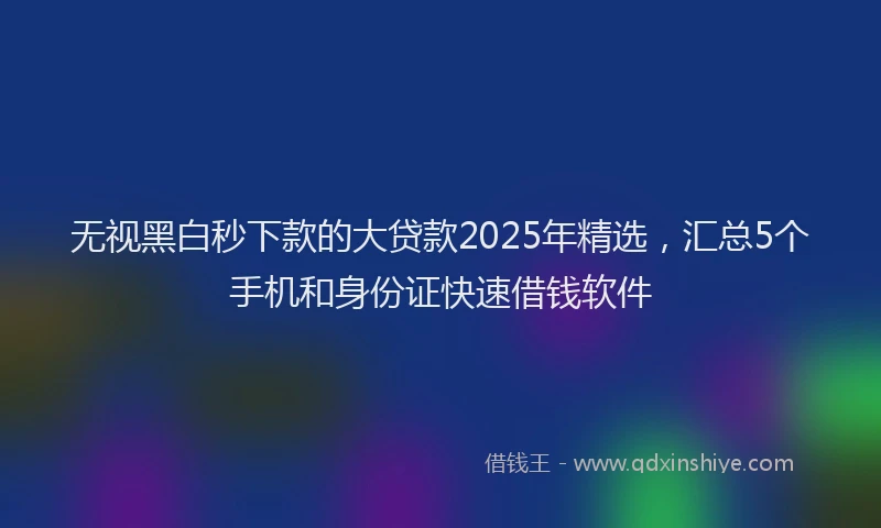 无视黑白秒下款的大贷款2025年精选，汇总5个手机和身份证快速借钱软件