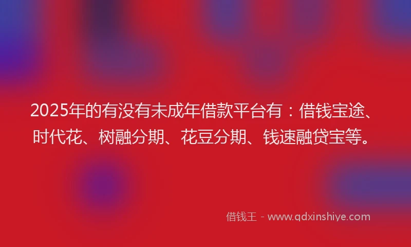 2025年的有没有未成年借款平台有：借钱宝途、时代花、树融分期、花豆分期、钱速融贷宝等。