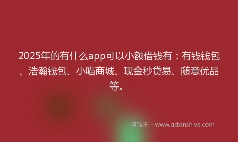 2025年的有什么app可以小额借钱有：有钱钱包、浩瀚钱包、小喵商城、现金秒贷易、随意优品等。