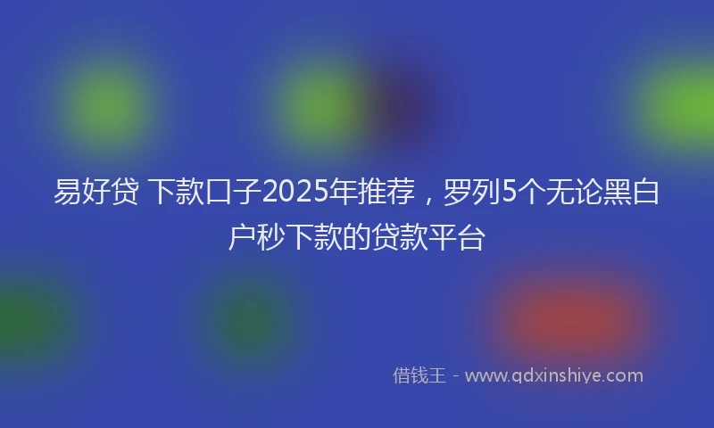 易好贷 下款口子2025年推荐，罗列5个无论黑白户秒下款的贷款平台