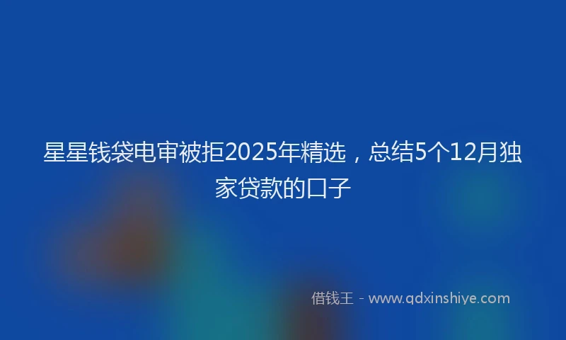 星星钱袋电审被拒2025年精选，总结5个12月独家贷款的口子