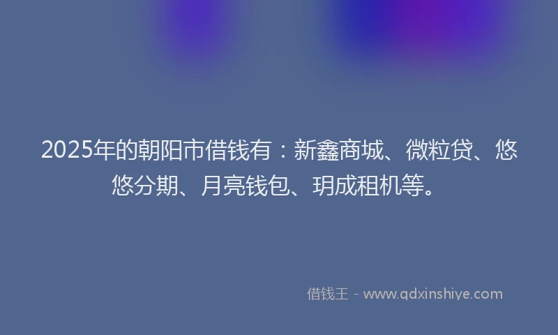 2025年的朝阳市借钱有：新鑫商城、微粒贷、悠悠分期、月亮钱包、玥成租机等。