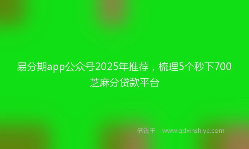 易分期app公众号2025年推荐，梳理5个秒下700芝麻分贷款平台