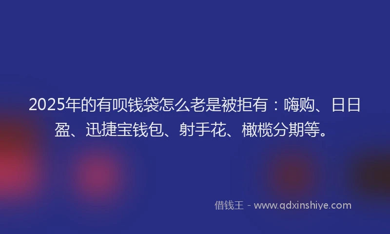 2025年的有呗钱袋怎么老是被拒有：嗨购、日日盈、迅捷宝钱包、射手花、橄榄分期等。