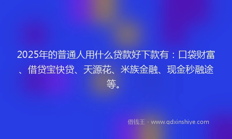 2025年的普通人用什么贷款好下款有：口袋财富、借贷宝快贷、天源花、米族金融、现金秒融途等。