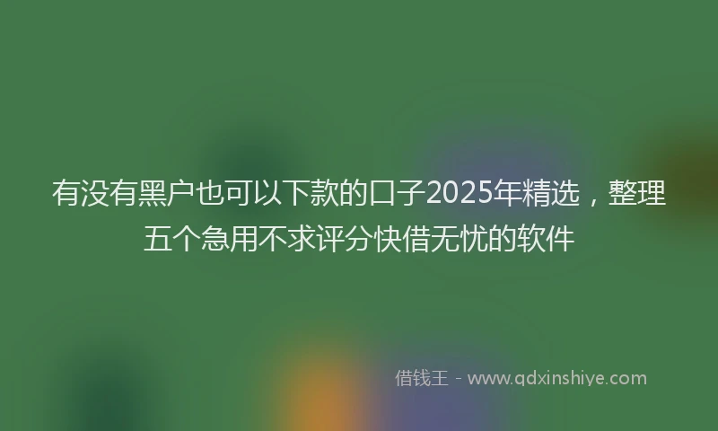有没有黑户也可以下款的口子2025年精选，整理五个急用不求评分快借无忧的软件