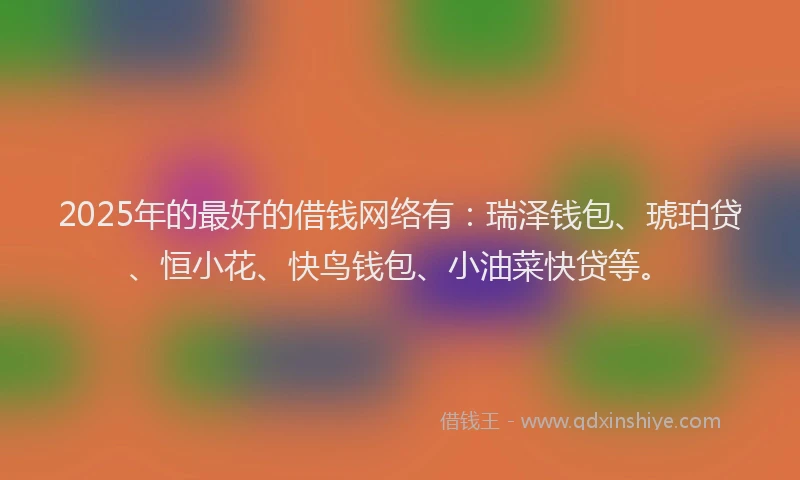 2025年的最好的借钱网络有：瑞泽钱包、琥珀贷、恒小花、快鸟钱包、小油菜快贷等。