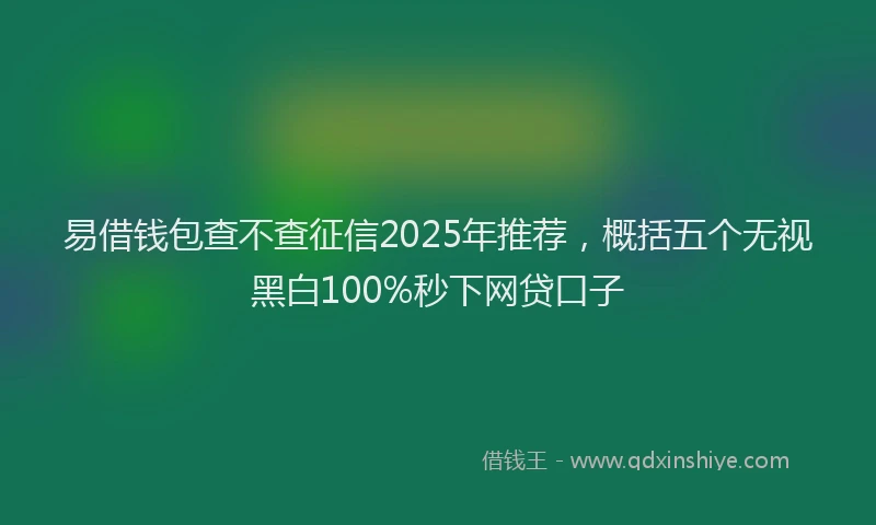 易借钱包查不查征信2025年推荐，概括五个无视黑白100%秒下网贷口子