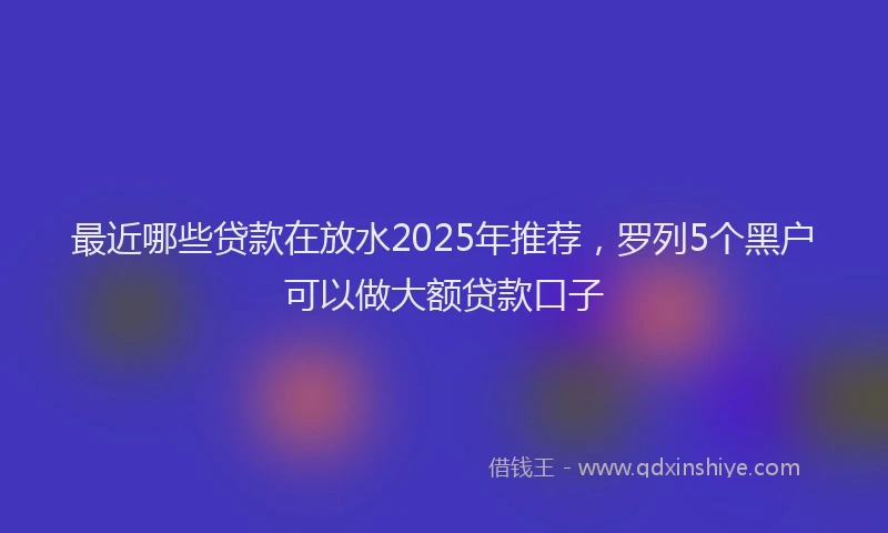最近哪些贷款在放水2025年推荐，罗列5个黑户可以做大额贷款口子