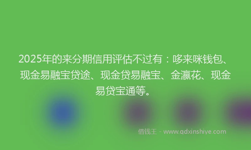 2025年的来分期信用评估不过有：哆来咪钱包、现金易融宝贷途、现金贷易融宝、金瀛花、现金易贷宝通等。
