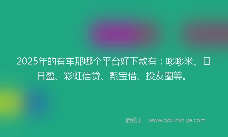 2025年的有车那哪个平台好下款有：哆哆米、日日盈、彩虹信贷、甄宝借、投友圈等。