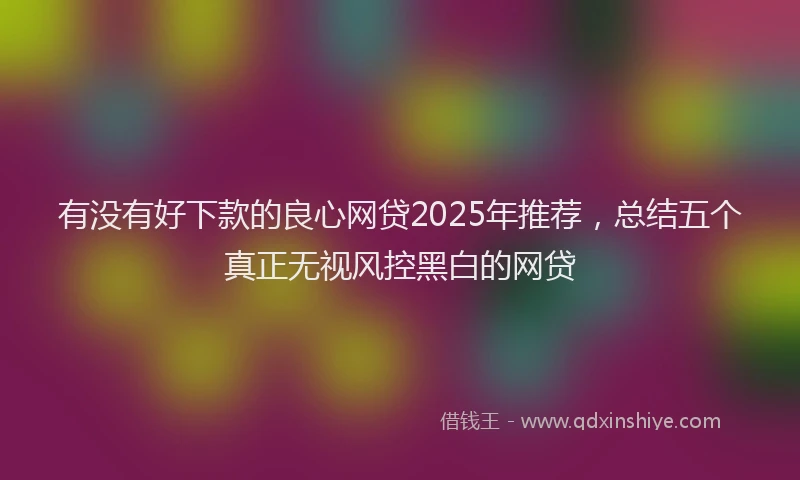 有没有好下款的良心网贷2025年推荐，总结五个真正无视风控黑白的网贷