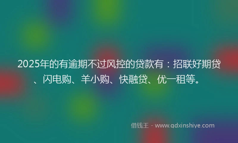 2025年的有逾期不过风控的贷款有：招联好期贷、闪电购、羊小购、快融贷、优一租等。