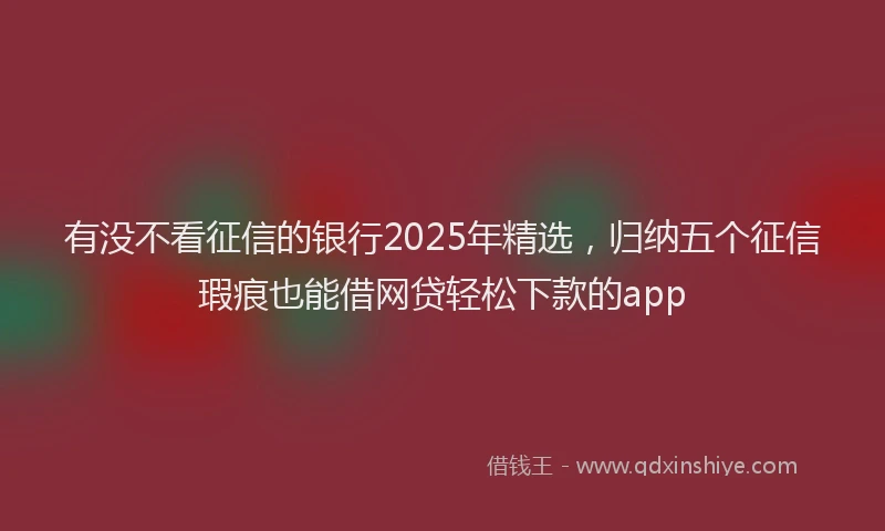 有没不看征信的银行2025年精选，归纳五个征信瑕疵也能借网贷轻松下款的app