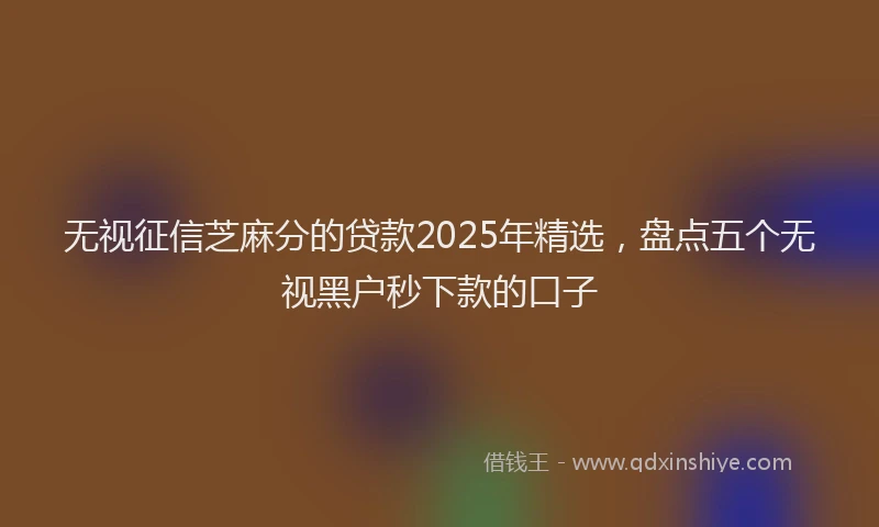 无视征信芝麻分的贷款2025年精选，盘点五个无视黑户秒下款的口子