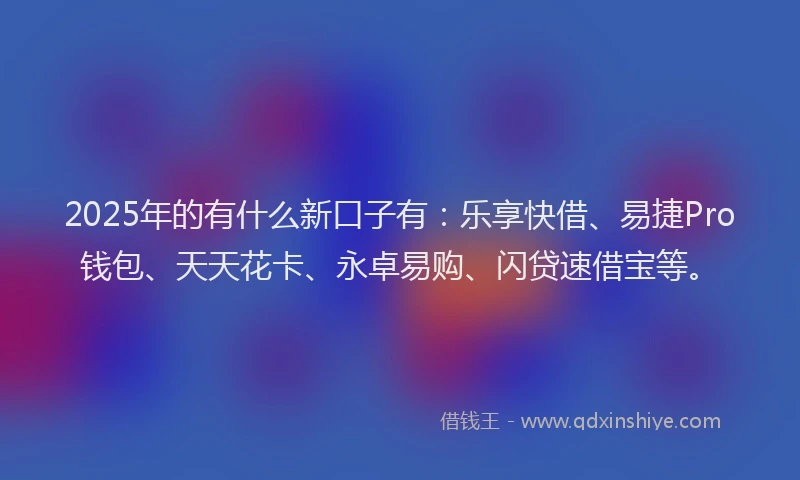 2025年的有什么新口子有:乐享快借、易捷Pro钱包、天天花卡、永卓易购、闪贷速借宝等。