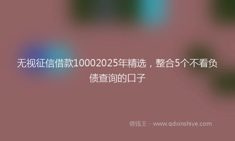 无视征信借款10002025年精选，整合5个不看负债查询的口子