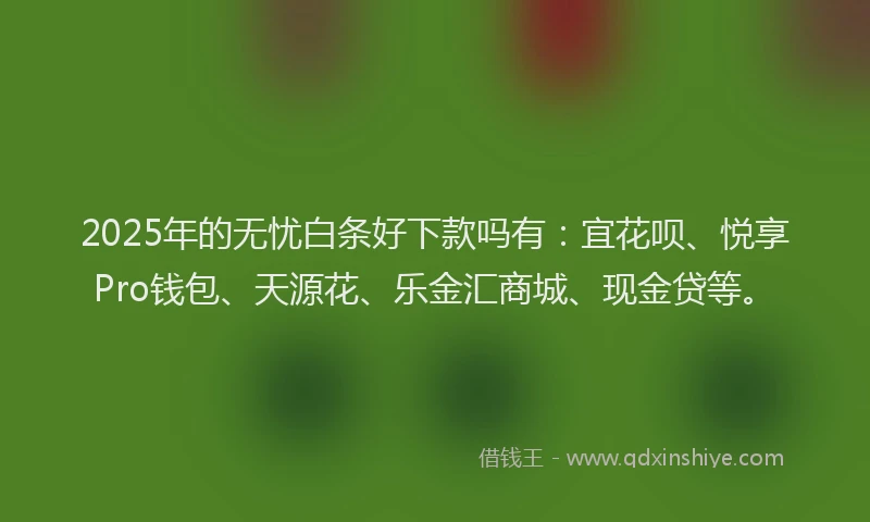 2025年的无忧白条好下款吗有：宜花呗、悦享Pro钱包、天源花、乐金汇商城、现金贷等。