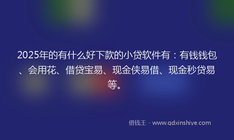 2025年的有什么好下款的小贷软件有：有钱钱包、会用花、借贷宝易、现金侠易借、现金秒贷易等。