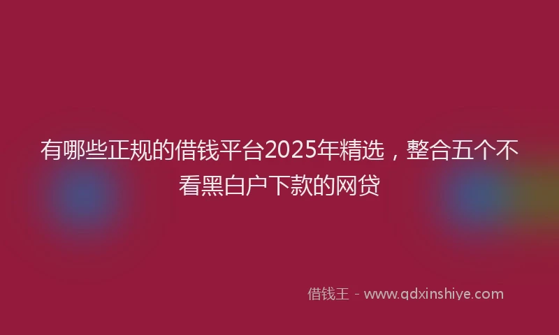 有哪些正规的借钱平台2025年精选，整合五个不看黑白户下款的网贷
