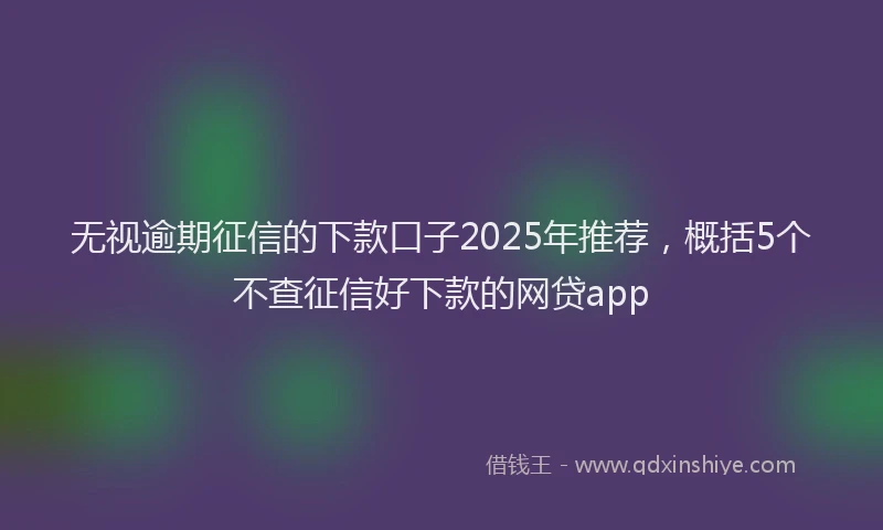 无视逾期征信的下款口子2025年推荐，概括5个不查征信好下款的网贷app