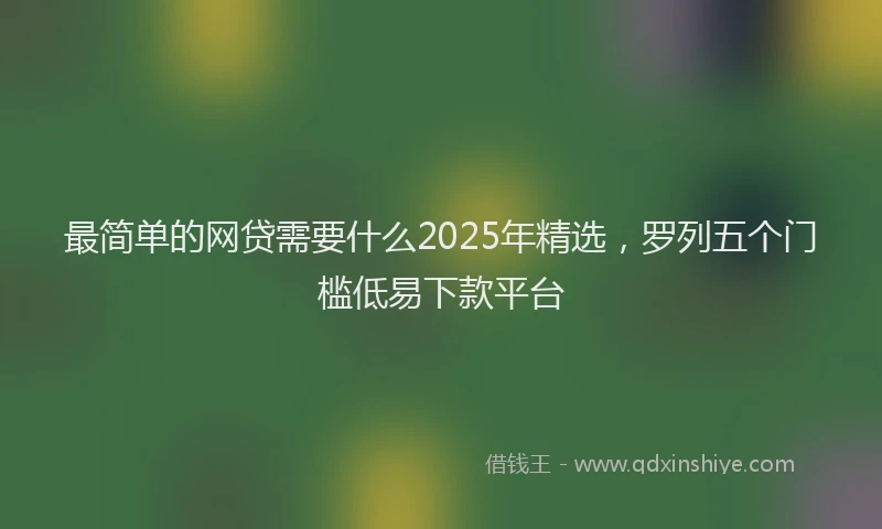 最简单的网贷需要什么2025年精选，罗列五个门槛低易下款平台