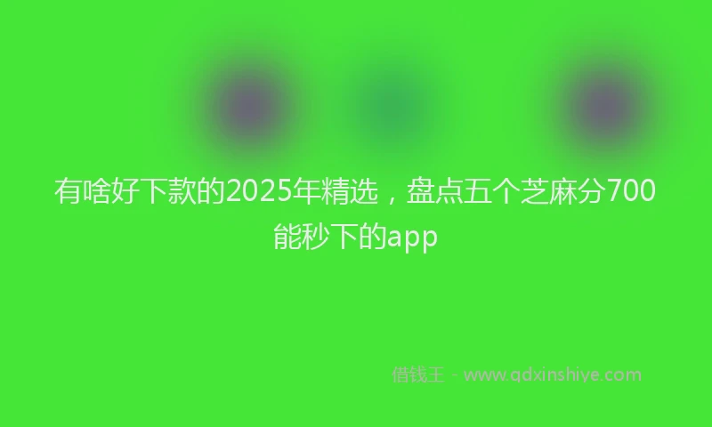 有啥好下款的2025年精选，盘点五个芝麻分700能秒下的app