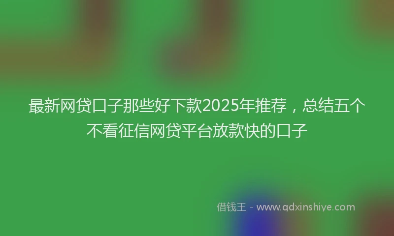 最新网贷口子那些好下款2025年推荐，总结五个不看征信网贷平台放款快的口子