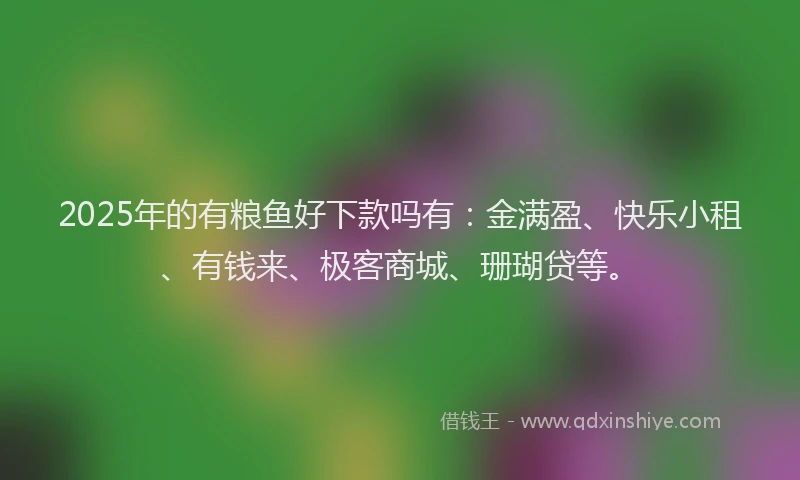 2025年的有粮鱼好下款吗有：金满盈、快乐小租、有钱来、极客商城、珊瑚贷等。