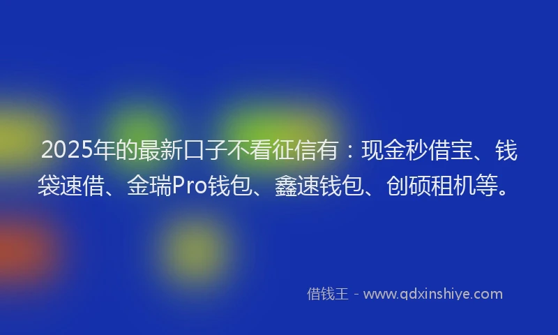 2025年的最新口子不看征信有：现金秒借宝、钱袋速借、金瑞Pro钱包、鑫速钱包、创硕租机等。