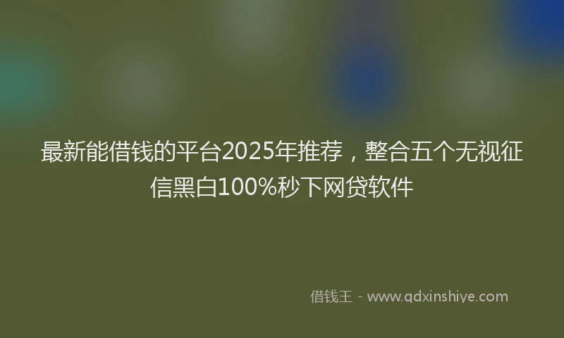 最新能借钱的平台2025年推荐，整合五个无视征信黑白100%秒下网贷软件
