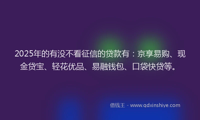 2025年的有没不看征信的贷款有：京享易购、现金贷宝、轻花优品、易融钱包、口袋快贷等。