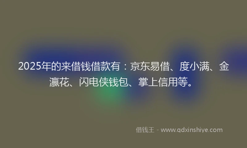 2025年的来借钱借款有：京东易借、度小满、金瀛花、闪电侠钱包、掌上信用等。